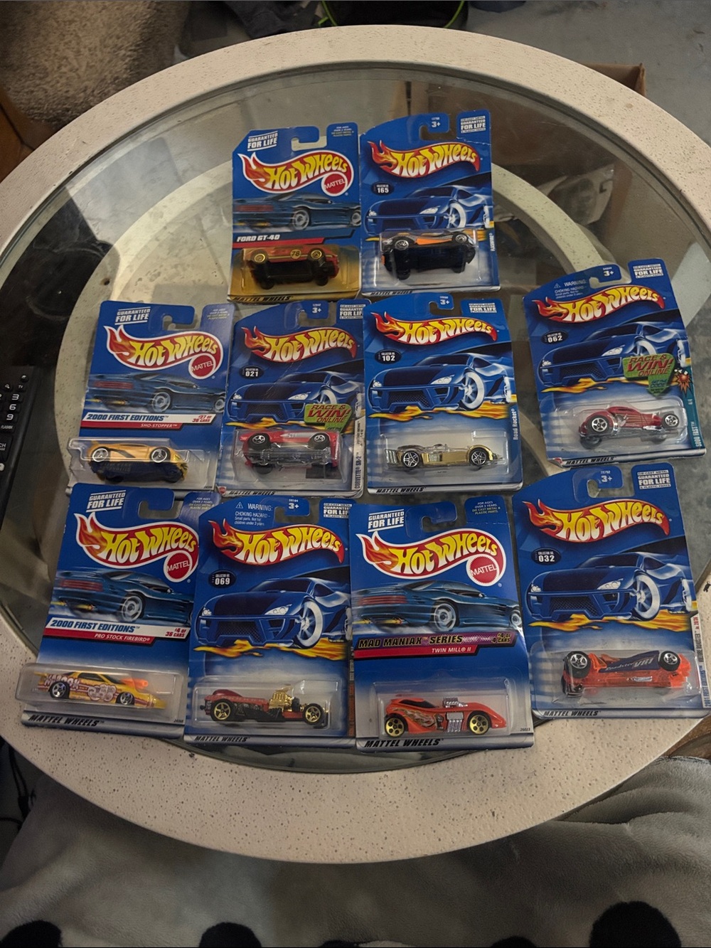 10 Hot Wheels cars in packaging